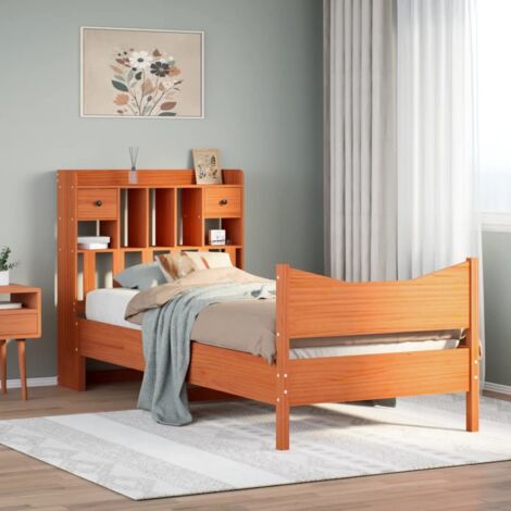 Bed Frame without Mattress Wax Brown 75x190 cm Small Single Solid Wood Pine vidaXL (1/5)