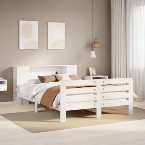 Bed Frame without Mattress White 160x200 cm Solid Wood Pine vidaXL (1/5)