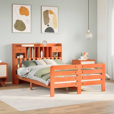 Bookcase Bed without Mattress Wax Brown 140x190 cm Solid Wood Pine vidaXL