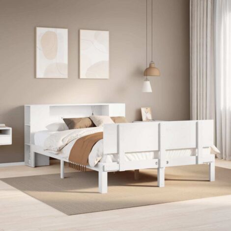 Bookcase Bed without Mattress White 140x190cm Solid Wood Pine vidaXL (1/5)