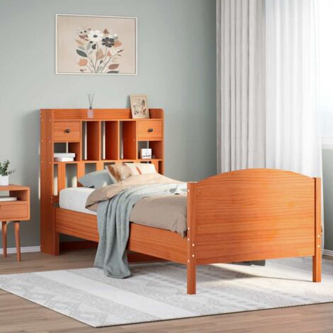 Bookcase Bed without Mattress Wax Brown 75x190 cm Small Single Solid Wood Pine vidaXL (1/5)