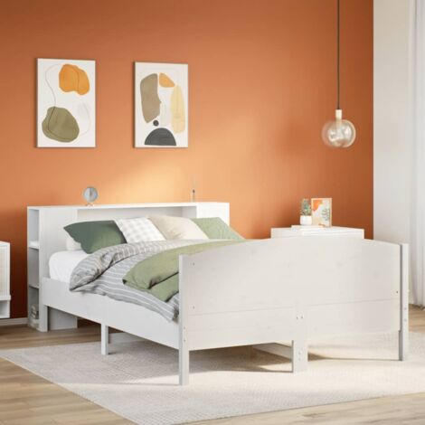 Bookcase Bed without Mattress White 140x200cm Solid Wood Pine vidaXL (1/5)