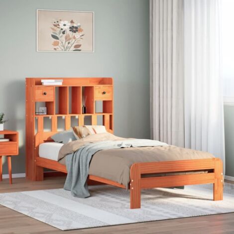 Bookcase Bed without Mattress Wax Brown 75x190 cm Small Single Solid Wood Pine vidaXL (1/5)