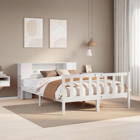 Bookcase Bed without Mattress White 160x200 cm Solid Wood Pine vidaXL (1/5)