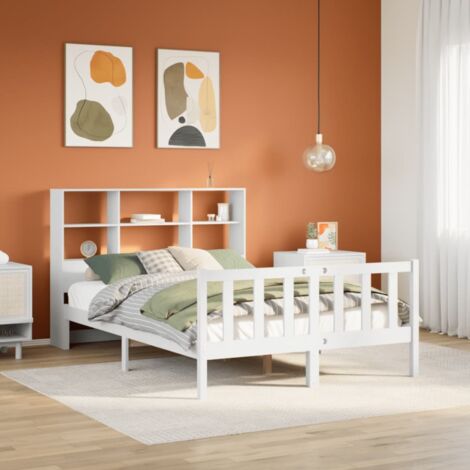 Bookcase Bed without Mattress White 140x190 cm Solid Wood Pine vidaXL (1/5)