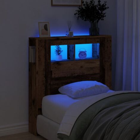 LED Headboard Old Wood 100x18.5x103.5 cm Engineered Wood vidaXL