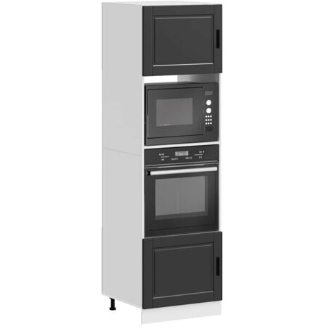 Oven Cabinets 2 pcs Porto Black Engineered Wood vidaXL