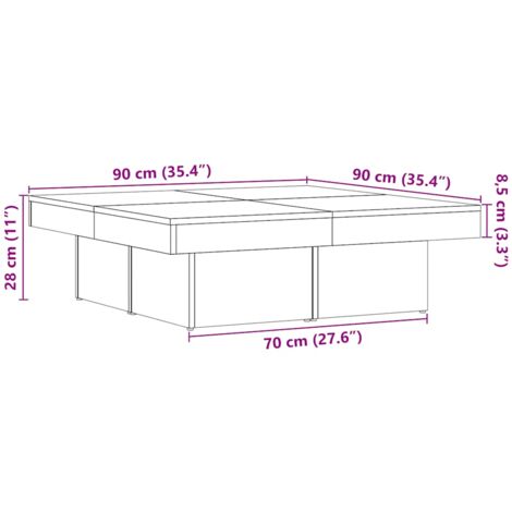Coffee Table Old Wood 90x90x28 cm Engineered Wood vidaXL