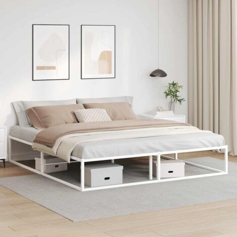 Bed Frame without Mattress White 180x200 cm Super King Metal vidaXL (1/5)