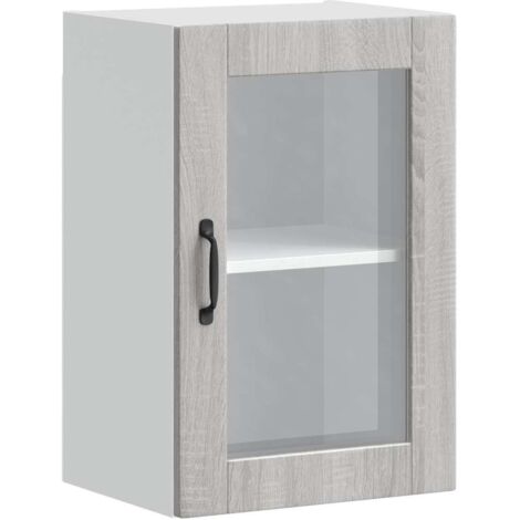 Kitchen Wall Cabinet with Glass Door Porto Grey Sonoma vidaXL (1/5)