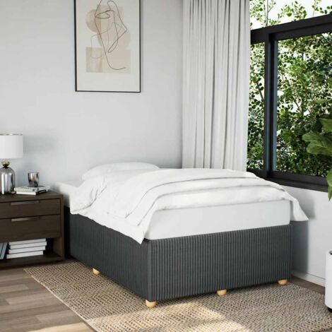 Bed Frame without Mattress Dark Grey Double Fabric vidaXL