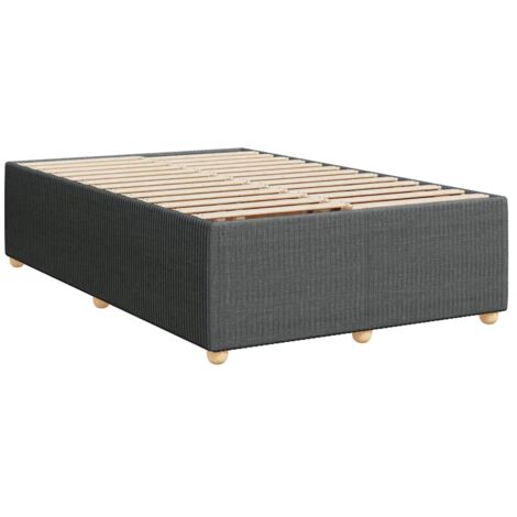Bed Frame without Mattress Dark Grey Double Fabric vidaXL