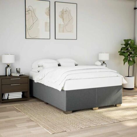 Bed Frame without Mattress Dark Grey Double Fabric vidaXL