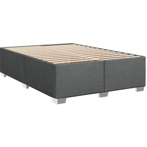 Bed Frame without Mattress Dark Grey Double Fabric vidaXL