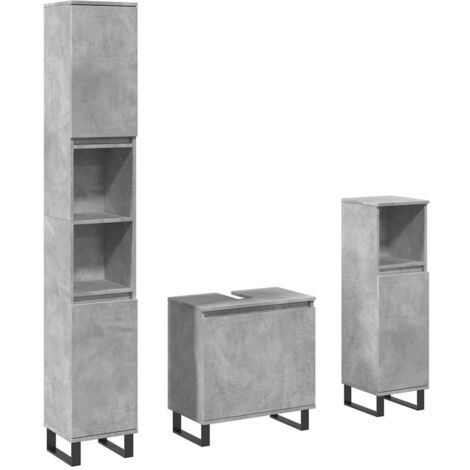 3 Piece Bathroom Furniture Set Concrete Grey Engineered Wood vidaXL (1/5)