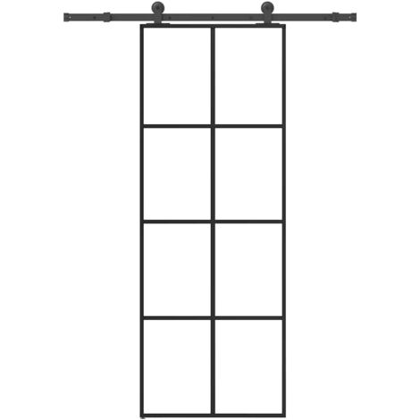 Sliding Door with Hardware Set 76x205 cm ESG Glass&Aluminium vidaXL