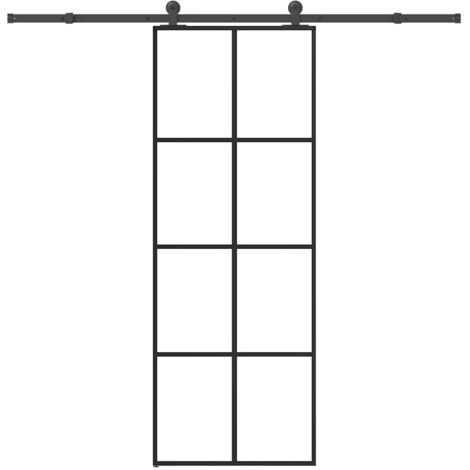 Sliding Door with Hardware Set 76x205 cm ESG Glass&Aluminium vidaXL