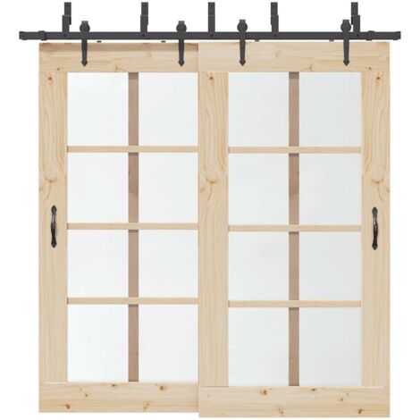 Sliding Door Hardware Kit 213,5 cm Steel Black vidaXL