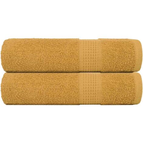Hand Towels 2 pcs Gold 50x100 cm 360 gsm 100% Cotton vidaXL