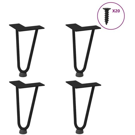 Hairpin Legs for Coffee Table 4 pcs Black 20 cm Solid Steel vidaXL (1/5)