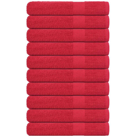 Towels 10 pcs Red 100x200 cm 360 gsm 100% Cotton vidaXL