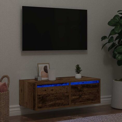 TV Cabinet with LED Lights Old Wood 75x35.5x25 cm vidaXL (1/5)