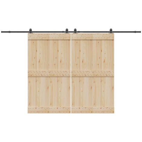 Sliding Door Hardware Kit 366 cm Steel Black vidaXL