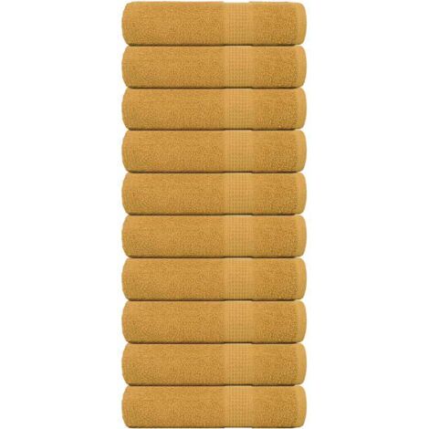 Bath Towels 10 pcs Gold 100x150 cm 360 gsm 100% Cotton vidaXL