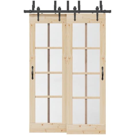 Sliding Door Hardware Kit 152,5 cm Steel Black vidaXL