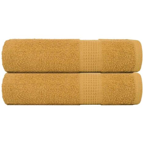 Bath Towels 2 pcs Gold 100x150 cm 360 gsm 100% Cotton vidaXL