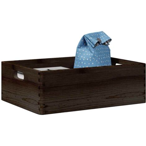 Wooden Box with Handles Black 40x30x13 cm Solid Wood Pine vidaXL
