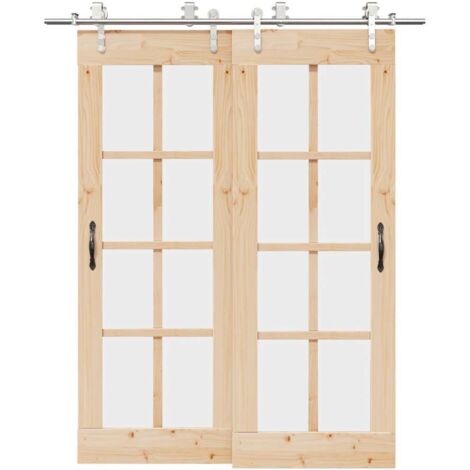 Sliding Door Hardware Kit 183 cm Stainless Steel Silver vidaXL