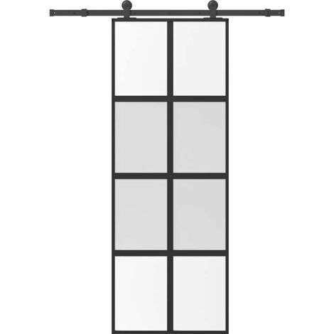 Sliding Door with Hardware Set 76x205 cm Tempered Glass&Aluminium vidaXL
