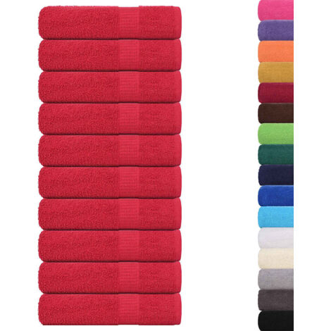 Shower Towels 10 pcs Red 70x140 cm 360 gsm 100% Cotton vidaXL