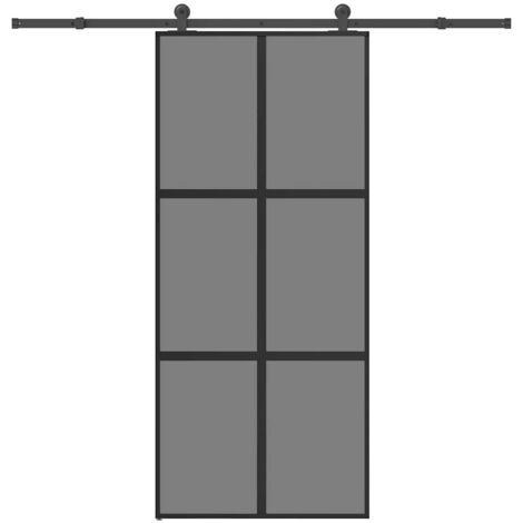 Vidaxl – Sliding door 90x205 cm – Tempered glass and aluminium – Quiet sliding with internal bearings – Modern slim design for privacy (1/5)