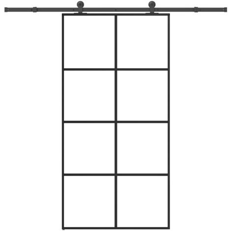 Sliding Door with Hardware Set 102,5x205 cm ESG Glass&Aluminium vidaXL