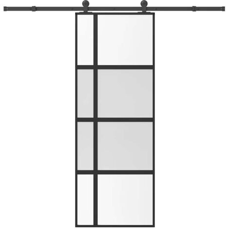 Sliding Door with Hardware Set 76x205 cm Tempered Glass&Aluminium vidaXL