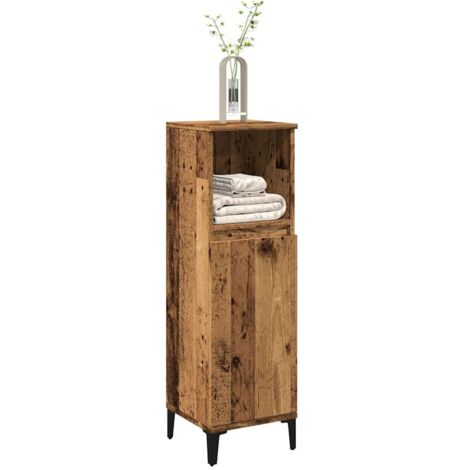 Bathroom Cabinet Old Wood 30x30x100 cm Engineered Wood vidaXL (1/5)