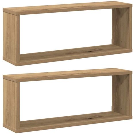 Wall Cube Shelves 2 pcs Artisan Oak 60x15x23 cm Engineered Wood vidaXL