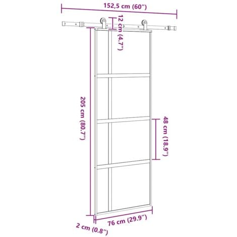 Sliding Door with Hardware Set 76x205 cm Tempered Glass&Aluminium vidaXL