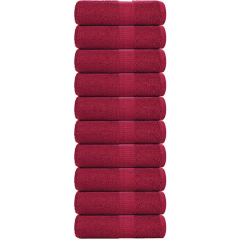 Wash Towels 10 pcs FROGN Bordeaux 30x30 cm 100% Cotton vidaXL