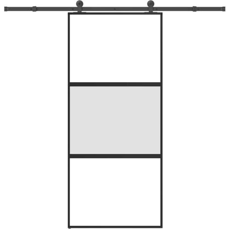 Sliding Door with Hardware Set 90x205 cm Tempered Glass&Aluminium vidaXL