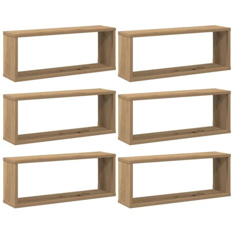 Wall Cube Shelves 6 pcs Artisan Oak 60x15x23 cm Engineered Wood vidaXL