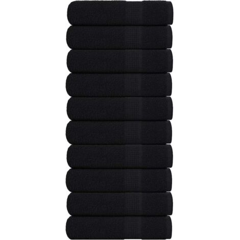 Bath Towels 10 pcs Black 100x150 cm 360 gsm 100% Cotton vidaXL