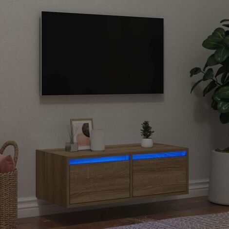 TV Cabinet with LED Lights Sonoma Oak 75x35.5x25 cm vidaXL (1/5)