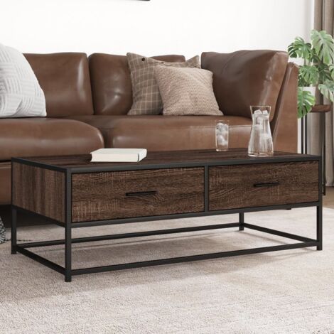 Coffee Table Brown Oak 100x50x35 cm Engineered Wood and Metal vidaXL (1/5)