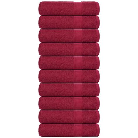 Hand Towels 10 pcs Bordeaux 50x100 cm 360 gsm 100% Cotton vidaXL