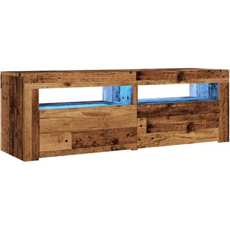 TV Cabinet with LED Lights Old Wood 120x35x40 cm Engineered Wood vidaXL (1/5)