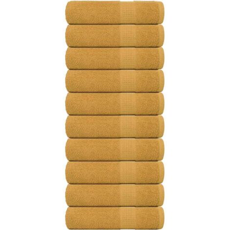 Shower Towels 10 pcs Gold 70x140 cm 360 gsm 100% Cotton vidaXL