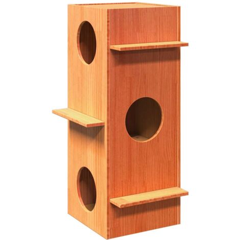 Cat House Wax Brown 43x43x90 cm Solid Wood Pine vidaXL